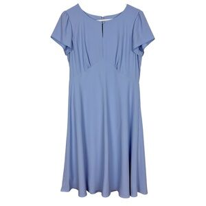 Talbots Dress Women’s Size 10 Fit Flare Ruffle Sleeve Keyhole Blue Career